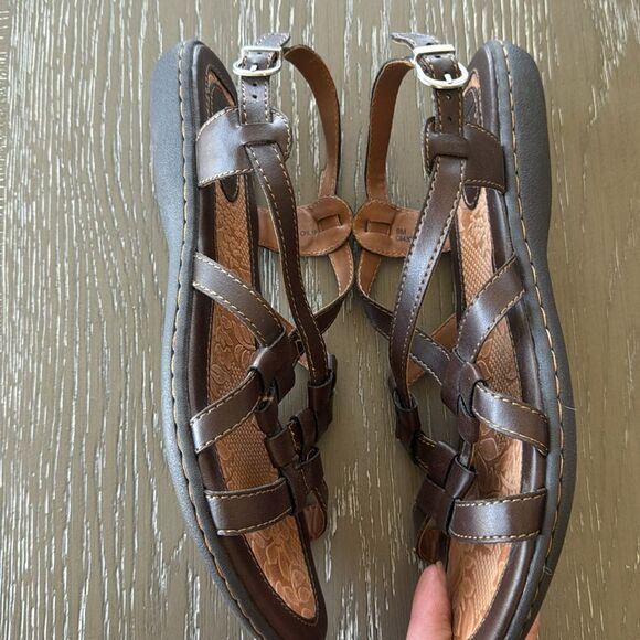 b.o.c. Dark Brown Strappy Sandals Slingback Flats Comfy Shoes Women’s Size 9M - Picture 3 of 12